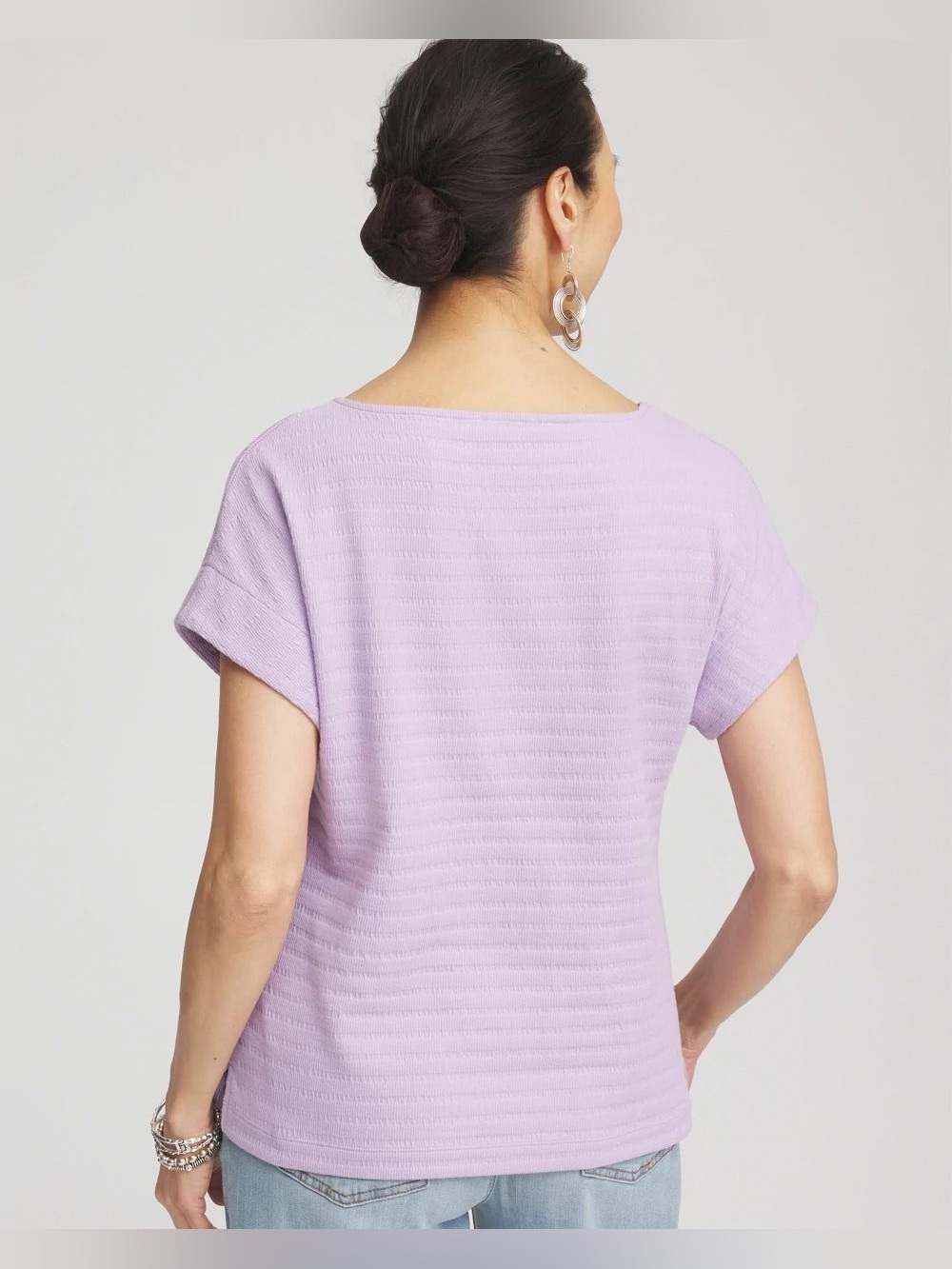 Chicos Knit Top Textured Dolman Tee Gentle Lavender Extra Large NWT